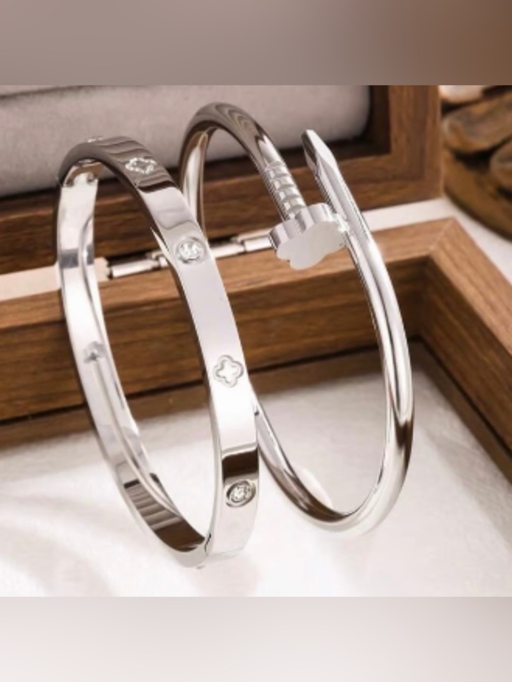 Macy's Silver-Tone Nail & Stud Bangle Bracelet Set